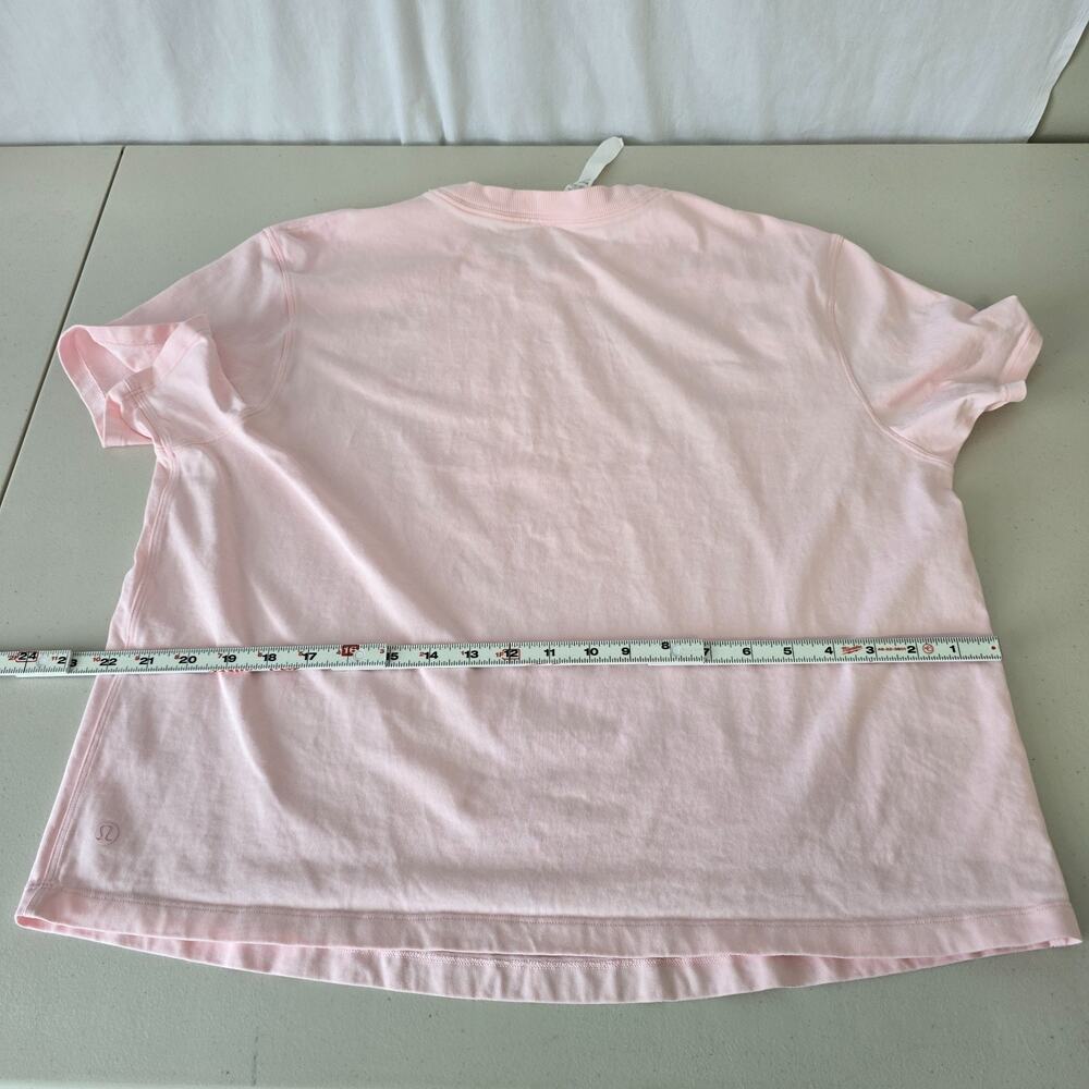 Lululemon Relaxed Fit Cotton Jersey Short Sleeve Tee Women's 12 Pink Strawberry - Picture 9 of 13